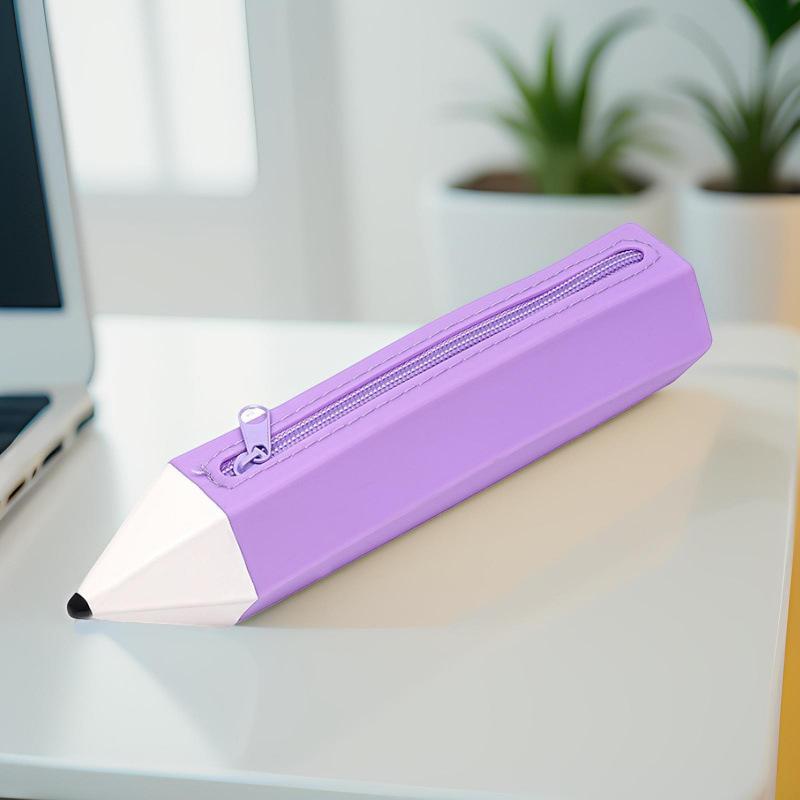 Silicone pencil-shaped pencil case/stationery bag, soft and easy to clean, simple student stationery bag