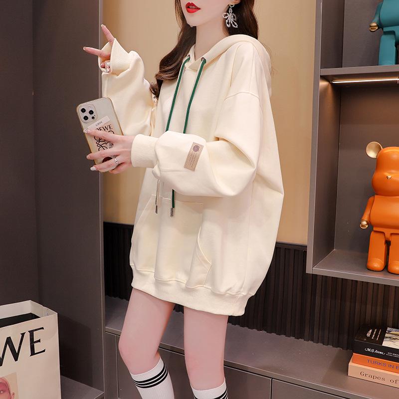 

Женский однотонный свитер с капюшоном — дизайн осень/зима 2024, топ с длинными рукавами, женская мода. M зелёный