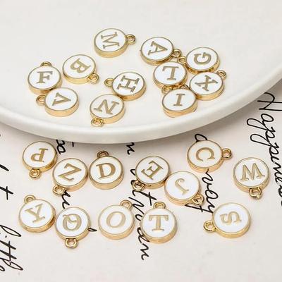 26Pcs DIY Wine Glass Markers Metal Wine Labeling Wine Glass Charm Rings Letters Pendant Wine Glass Hoops