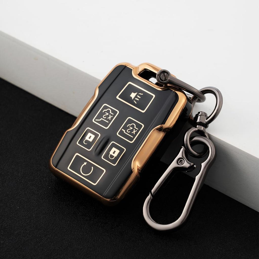 for GMC Key fob Cover with Keychain, Soft TPU Car Key Cover Case for Chevy Tahoe Suburban 2015 2016 2017 2018 2019 2020 GMC Yukon/Yukon XL