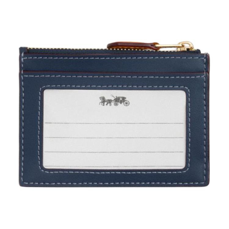 New COACH Fabric+Artificial Leather Card Holder Mini Unisex Denim Blue CZ464-IMXIA