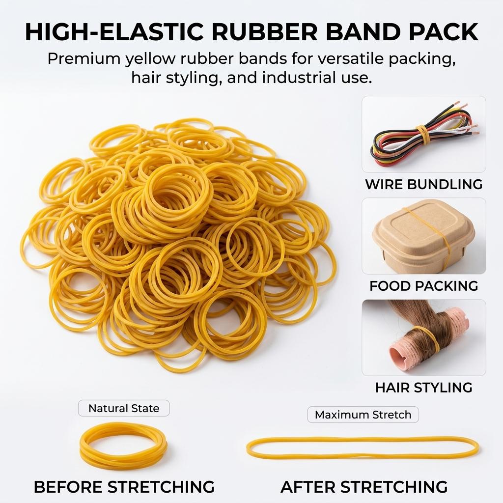 Yellow High-Elasticity Heat Resistant Rubber Bands For Industrial Use