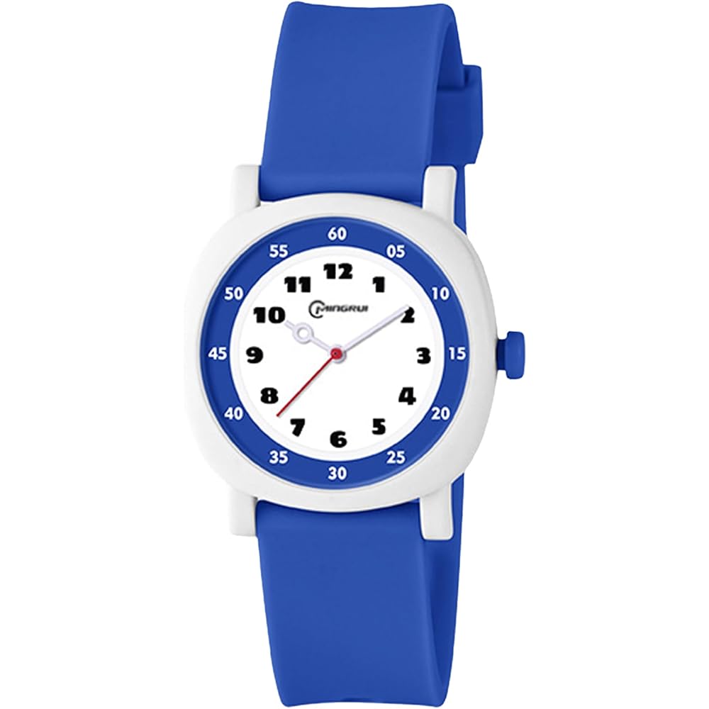 Maeau Quartz Kids Watch Analog Display Blue Waterproof Simple Design Unisex Childrens Watch