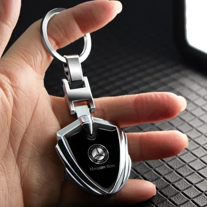 CFB1 Car Logo Keychain 3D Metal Shield Shaped Keyring For Mercedes Benz C180 C200 C260 C300 W108 W124 W126 W140 W168 W169 Accessories