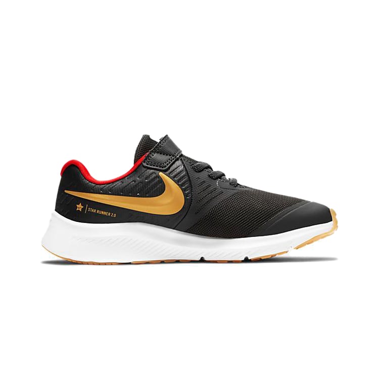 Nike Star Runner 2 Slip Resistant Abrasion Resistant Low top Kids' Running Shoes Black Gold Red AT1801-010
