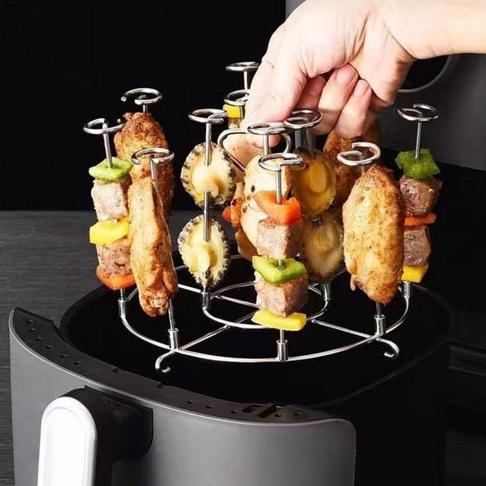 High Quality Stainless Steel Air Fryer Skewer Stand Detachable String Grill Vertical Grill Rack Skewer Holder 6Qt 8Qt