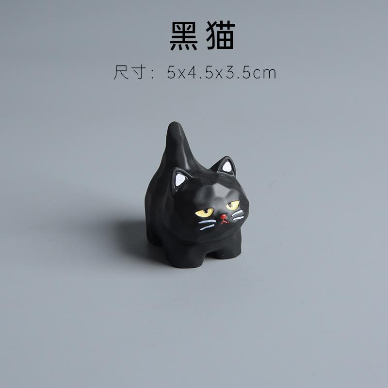 Mini Cute Cartoon Black Cat Statues Resin Animal Crafts Office Desk Accessories For Home Decoration Room Book Nook Decor Gifts