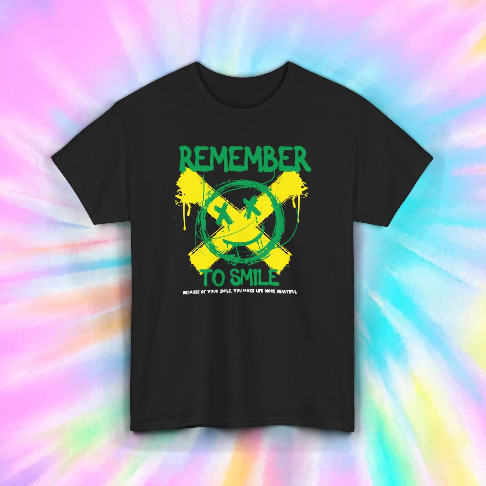 Remember to Smile T-Shirt Mens Womens Tees Top | Inspirational Graffiti Art Graphic Tee | S-5XL S
