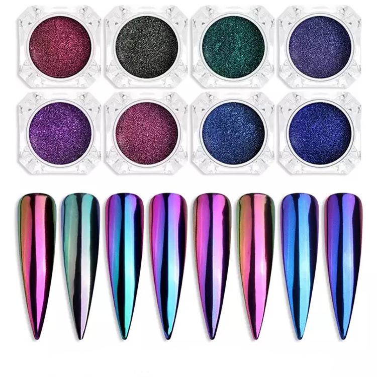 

Nail Mirror Powder: Color-Changing Dragon Glitter - Multicolored Aurora, Super Bright, 18 Colors, 0.2g YB-09