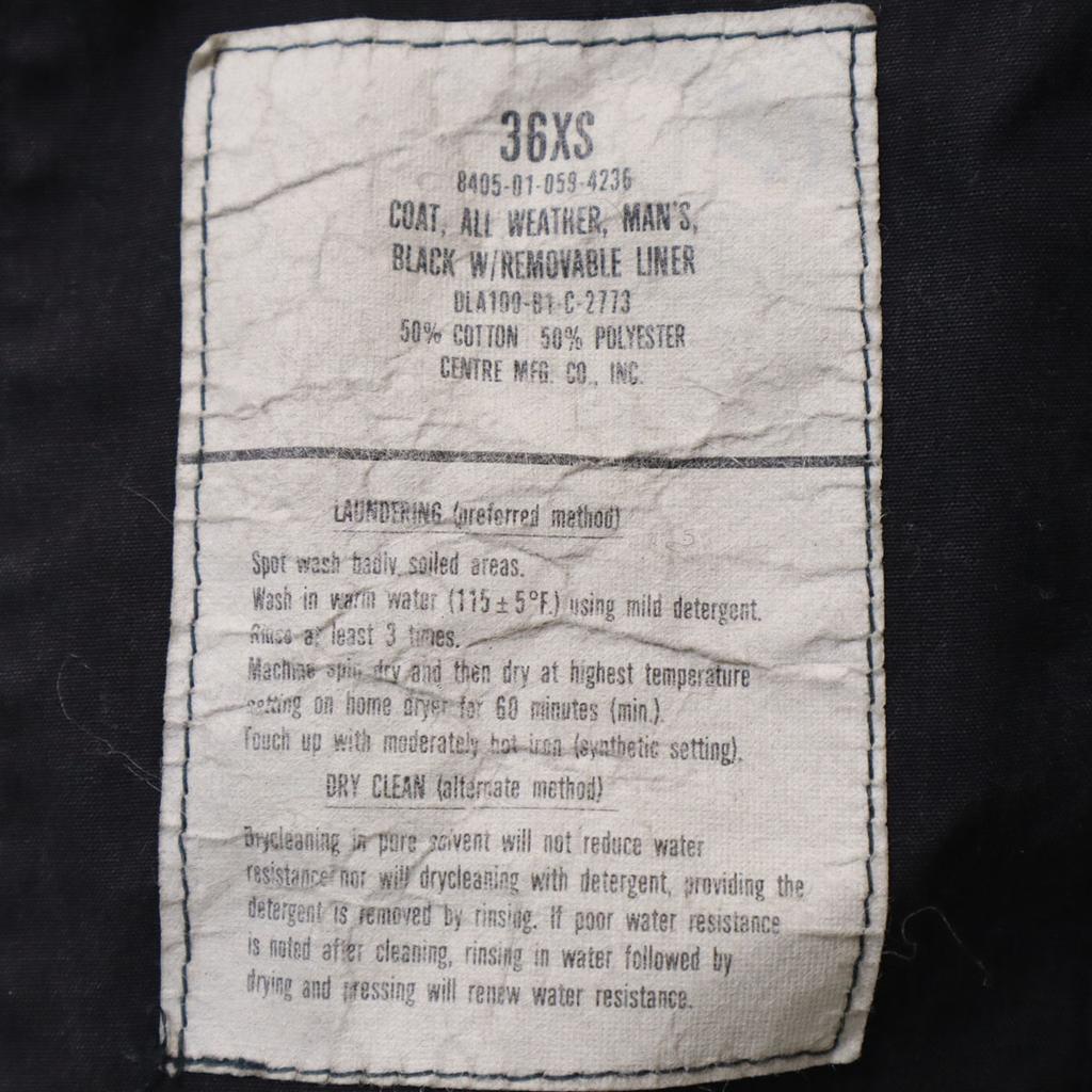 US NAVY 80s DLA Vintage All-Weather Coat Stainless color Long coat liner Men's Used