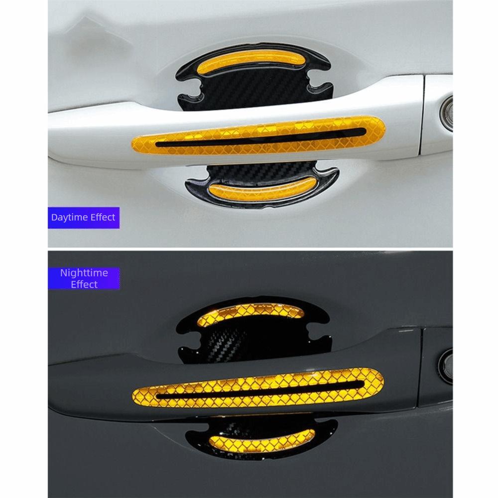 8Pcs/Set Reflective Car Door Guard Self-Adhesive Door Handle Protective Film  Driving Safety