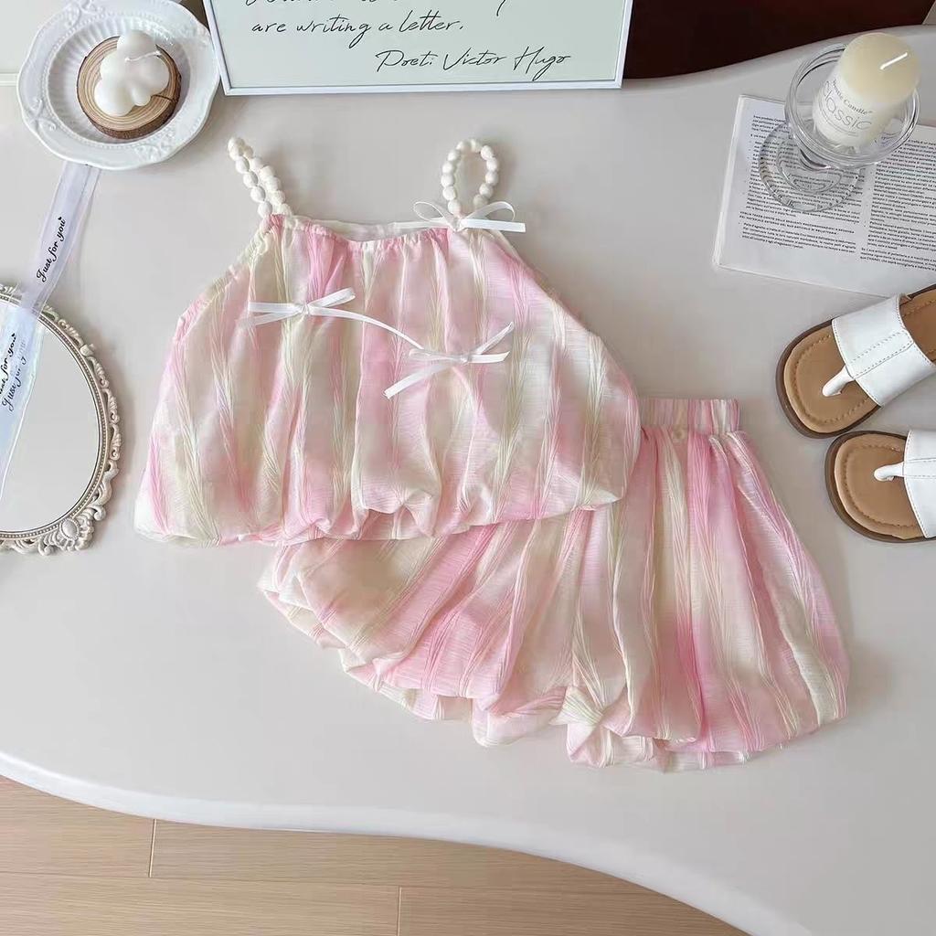 Korean Girls' Summer Outfit Set Children's Shorts and Suspender Two-piece Set Summer