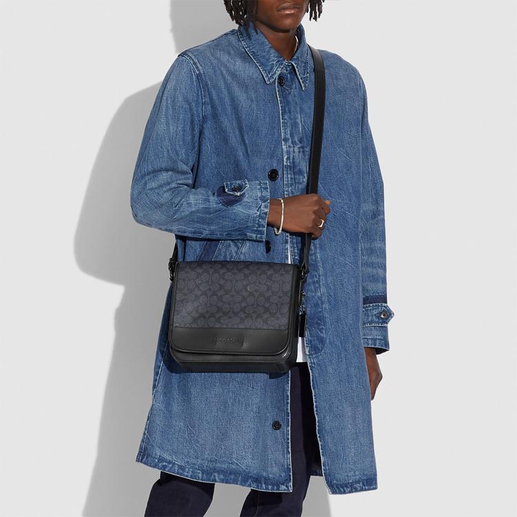 

Новая сумка-мессенджер COACH Gotham из канвы с покрытием и телячьей кожи, сумка на плечо, сумка через плечо, средний размер, мужская, угольно-черная C2681-JICHR 26.9*7.6*23.6CM