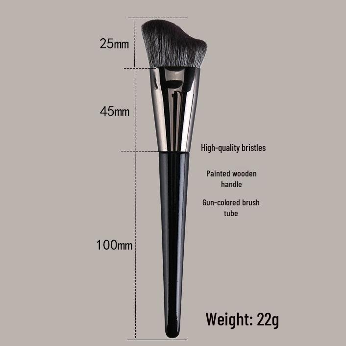 Angled Trapezoidal Wooden Handle Foundation and Contour Brush – High-Efficiency Makeup Tool for Precise Face Application
