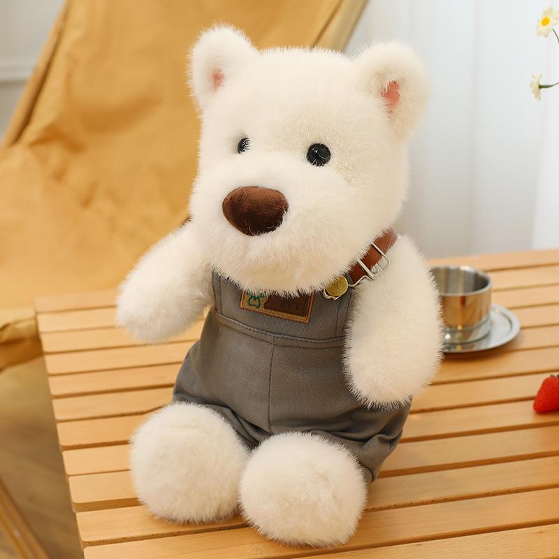 Cute West Highland Dog Plush Toy Can Be Taken Off Overalls Puppy Doll Doll Comforting Sleeping Doll