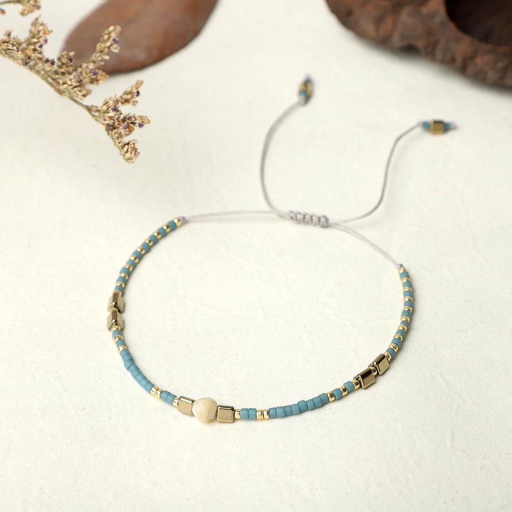 Retro Colorful Seed Bead & Faux Pearl Adjustable Bracelet - Trendy Hand-woven Jewelry for Women