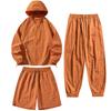 Summer Solid-color Casual Sun-protective Clothing Set with Hooded Thin Coat, Same Style for Both Men and Women, Three-piece Skinwear Set