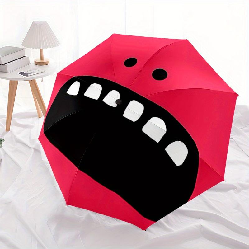 1pc Red MonsterAutomatic Folding Umbrella, Portable & Foldable Design with 8 Ribs, Casual Outdoor Accessory Yy250804233