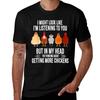 I Might Look Like Im Listening To You Chickens Farmer Funny TShirt Casual Trendy Short Sleeve TShirt