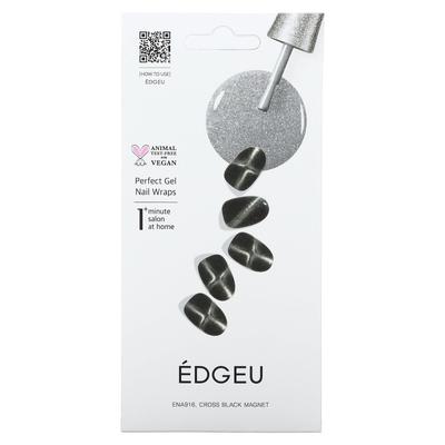 Perfect Gel Nail Wrap, ENA 916 Cross-shaped Black Magnet, 19 Piece Set