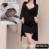 Spring and Summer Sexy Nightdress Lace Temptation V-neck Gathering Ice Silk Suspender Nightdress Backless Chest Pad Suspender Nightdress Set