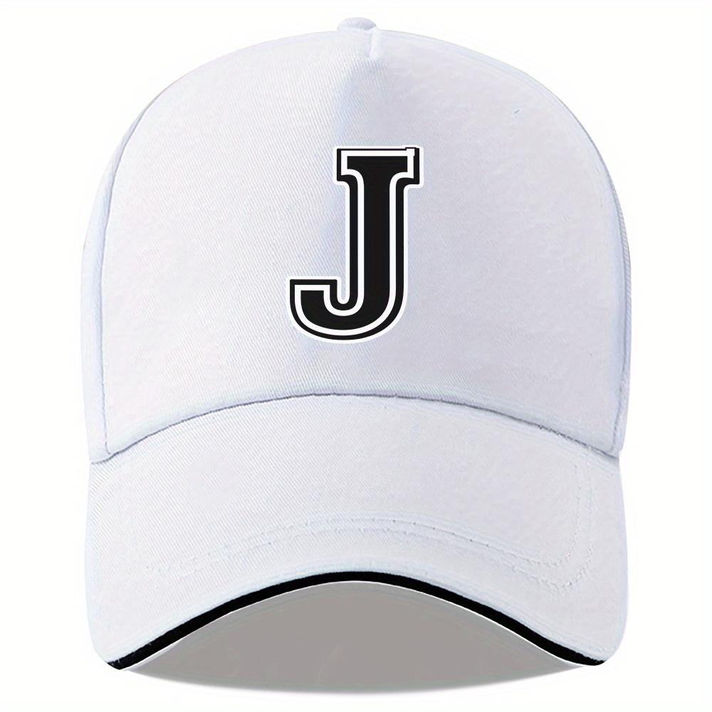 Letter J Initial Baseball Cap Adult Unisex Polyester Outdoor Adjustable Snapback Hat