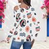 Women Plus Size Asymmetric Cutout Neck Cold Shoulder Long Sleeve Camping Printed Top