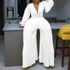 Damen Herbst Perlen Mesh Mode Lässig Lose Weite Bein Jumpsuit