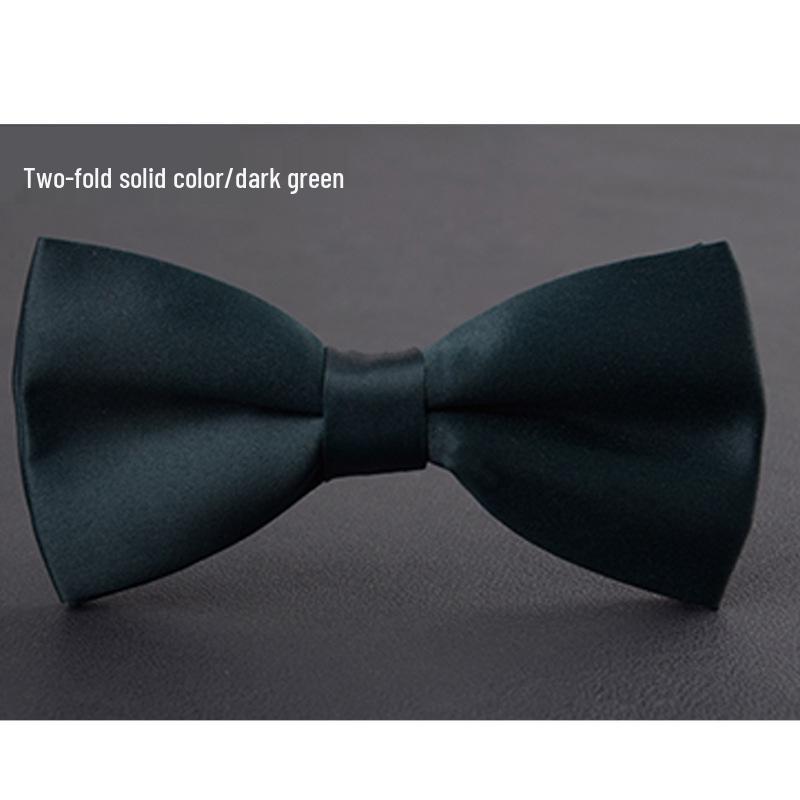 Однотонный двуслойный шелковый полиэстерный галстук-бабочка на кнопке - Повседневный мужской галстук