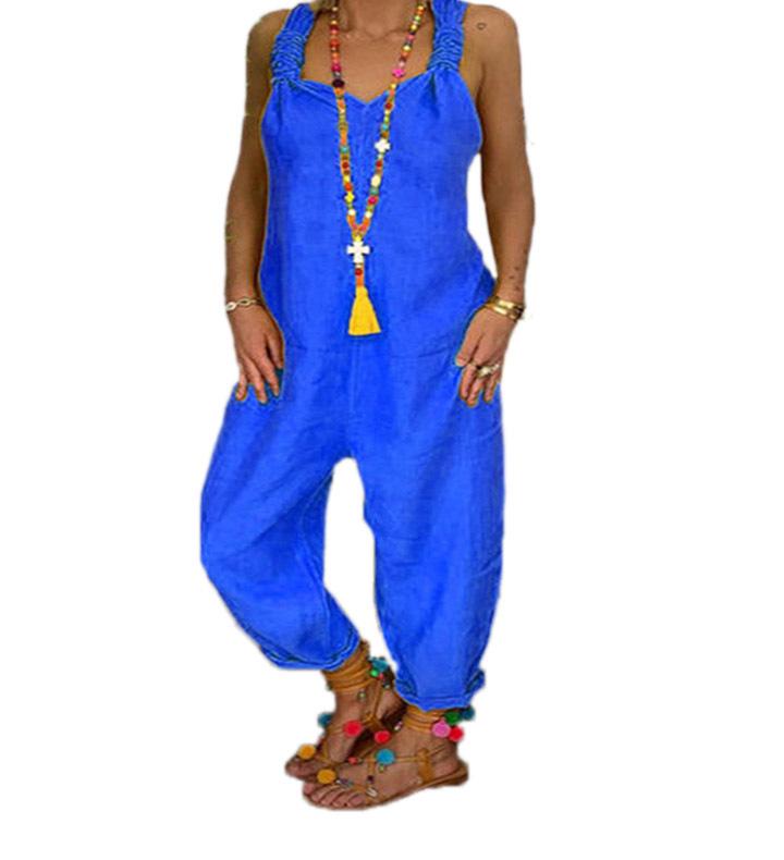 

Свободный повседневный льняной комбинезон большого размера (2021) Medium