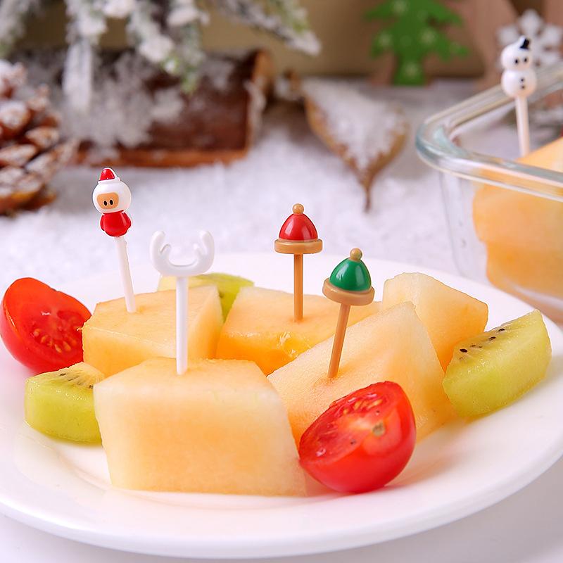 Christmas Fruit Fork Set Food Pick Sliced Fruit Fork Animal Plastic Toothpick Stick Bento Accessories