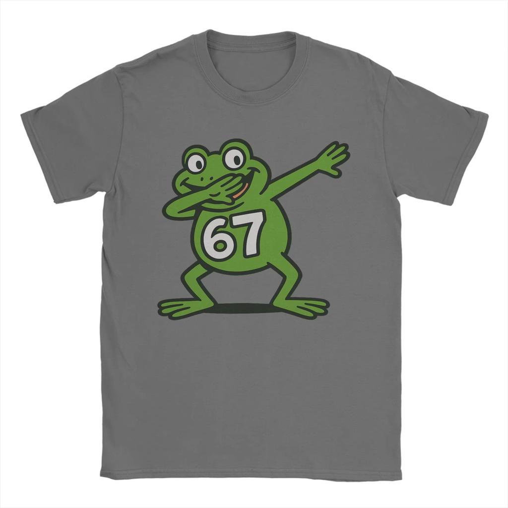 Men T-Shirts Dabbing Frog 67 Meme Vintage Pure Cotton Tees Short Sleeve T Shirts Crew Neck Clothes Summer