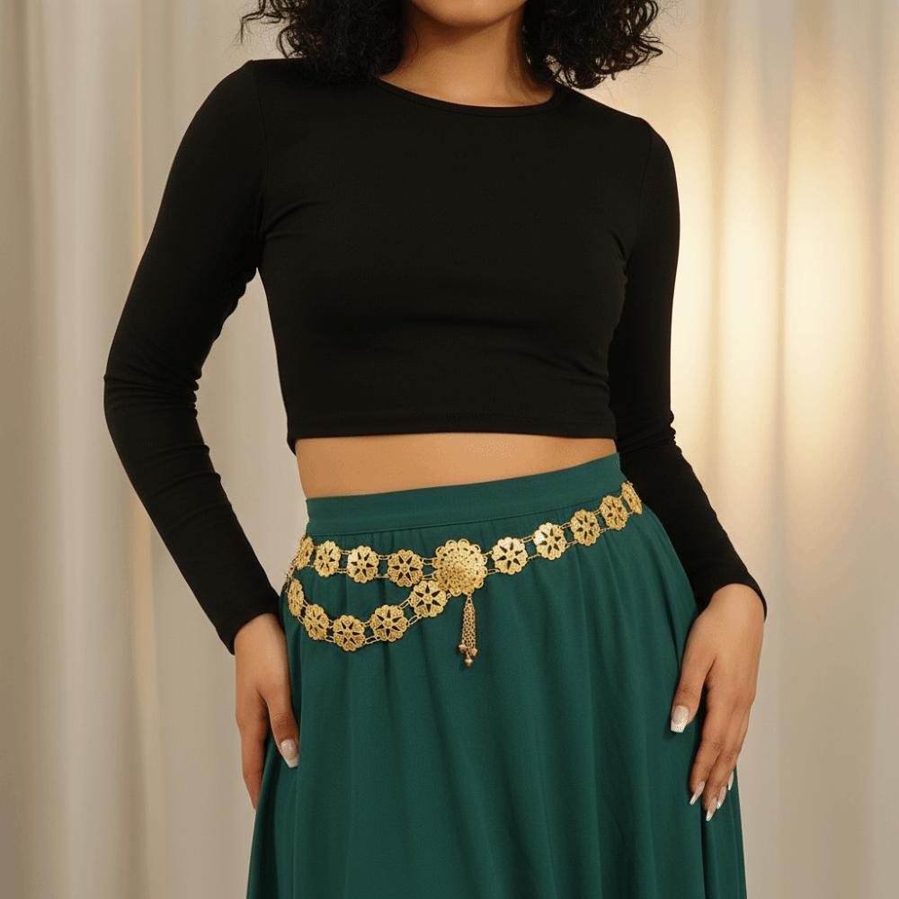 Carved Design Water-Sprinkling Festival Waist Chain Retro Metal Belt  Festival
