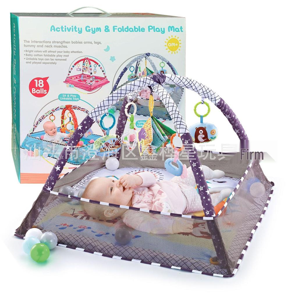 Baby Gym Rack with Ocean Ball Fence & Crawling Mat - For Newborns