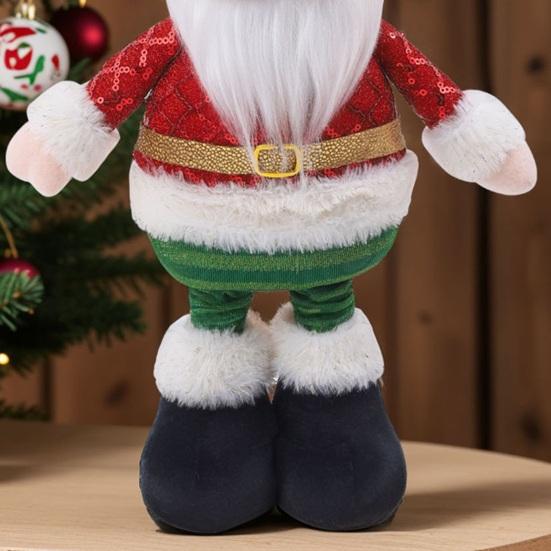 Christmas Plush Doll with Retractable Legs Handmade Standing Snowman Santa Claus Plush Toy Xmas Winter Holiday Party Decoration Ornament