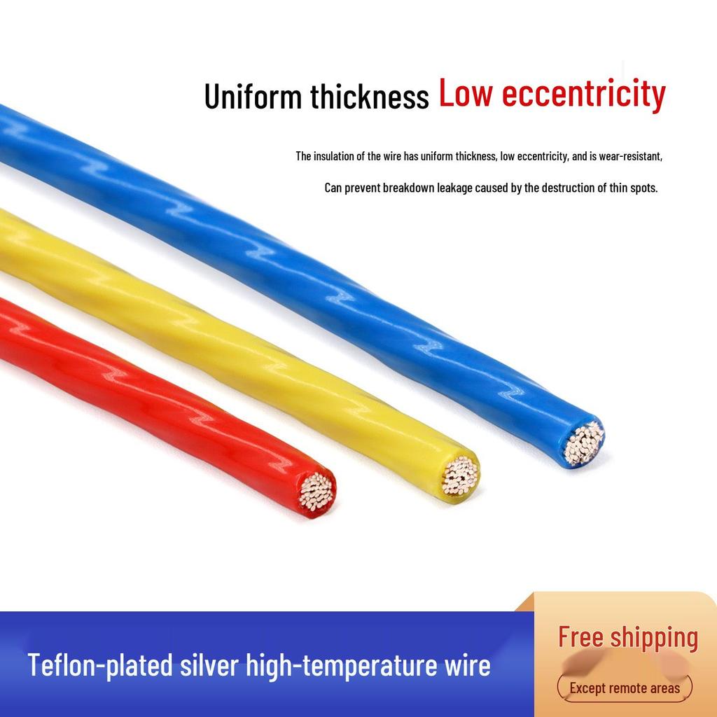 Teflon High-Temp Silver-Plated Wire, 28/30 AWG, 0.12-6 sq mm, Tinned Copper Connection Wire.