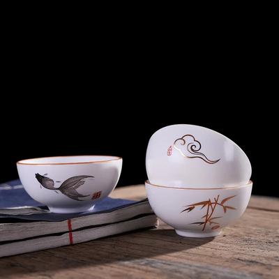 4pcs High Quality White Porcelain Tea Cup, Ding Kiln White Teacup , Matt Glaze Kung Fu Tea Set Tea Ceremony Supplies Mug