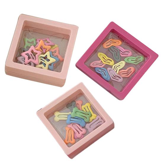 10Pcs Girl Hairpins Macaron Color Star Bone Heart Shape No Sharp Edges Secure Hold Hair Pins with Storage Box