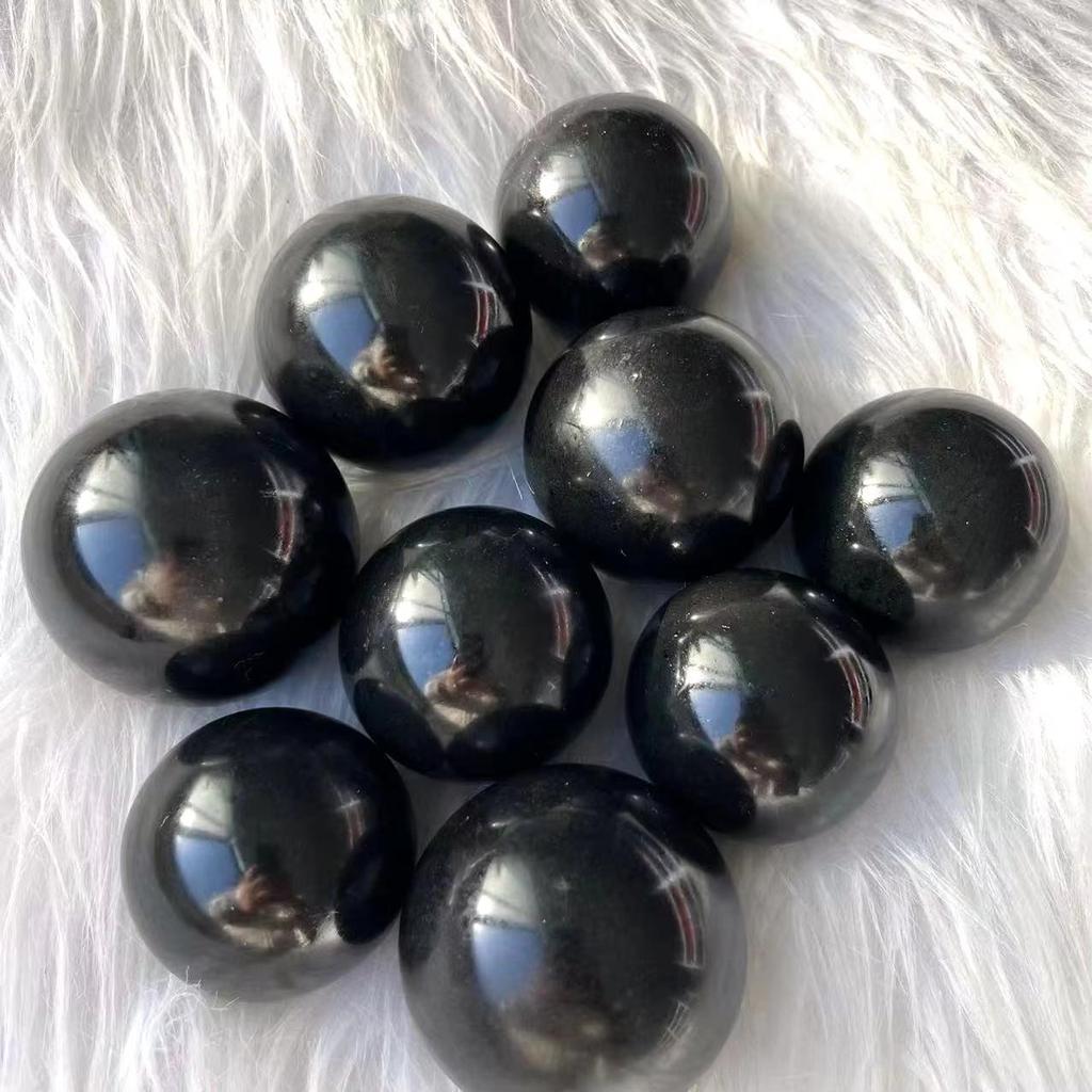 Natural Black Tourmaline Sphere Crystal Ball: Crafted and Polished Stone for Home or Office Décor