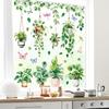 Whaline 6 Sheet Potted Plant Window Clings Hanging Vine Plant Eucalyptus Leaves Reble Window Decals for Home School Office Spring Summer Party