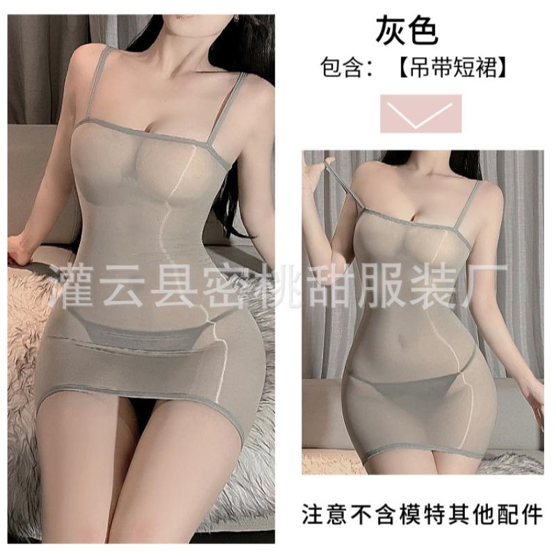 Sexy underwear pure desire transparent suspender hip wrap oily stockings sexy oily see-through tube top short skirt temptation nightdress
