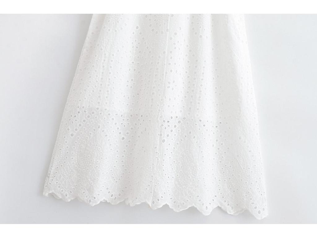 Rochie de primăvară 2025 pentru femei, stil european și american, largă, cu revere, cu curea, florală, ajurată