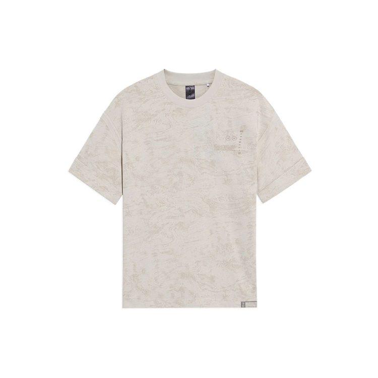 Li Ning T Shirts Men's Pearl White Crew Neck Moderate Straight Fit AHSS209-2