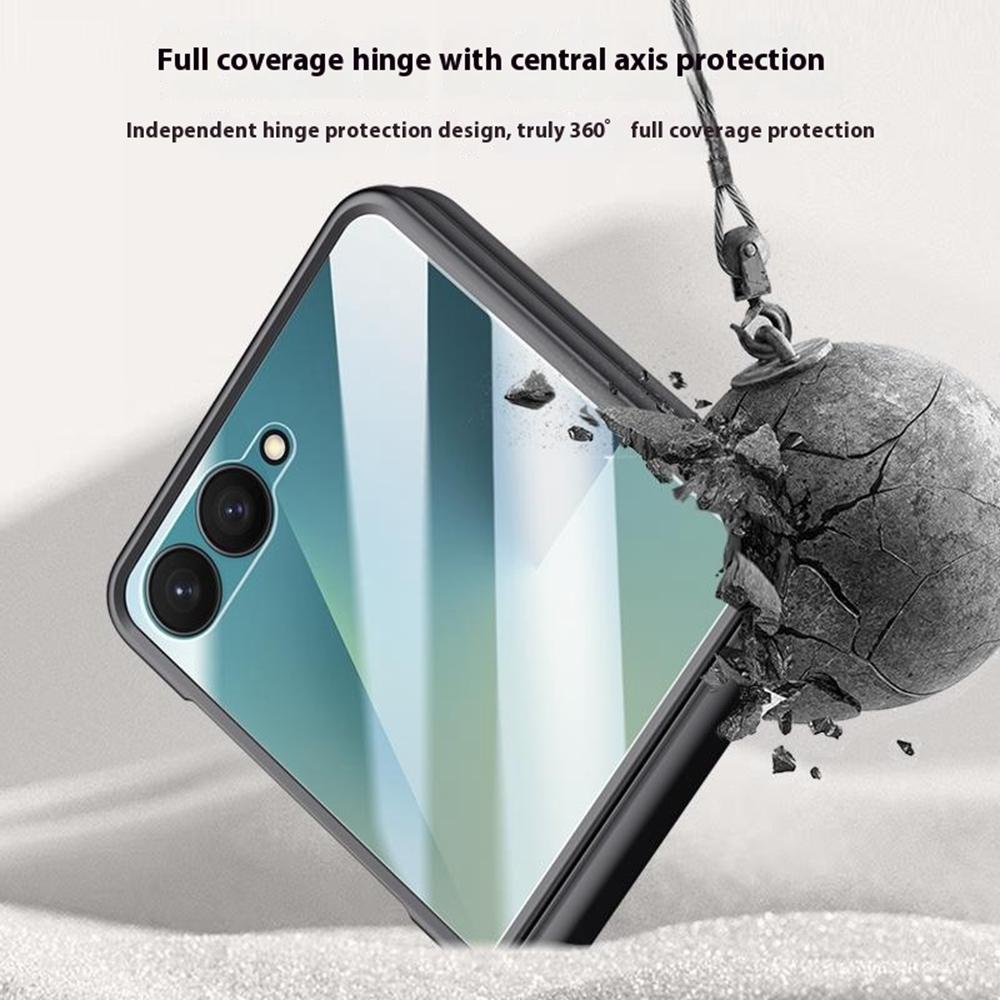 För Samsung Galaxy Z Flip7 5G Skal Läder+PC Telefonskydd HD Bakre Liten Skärmskydd