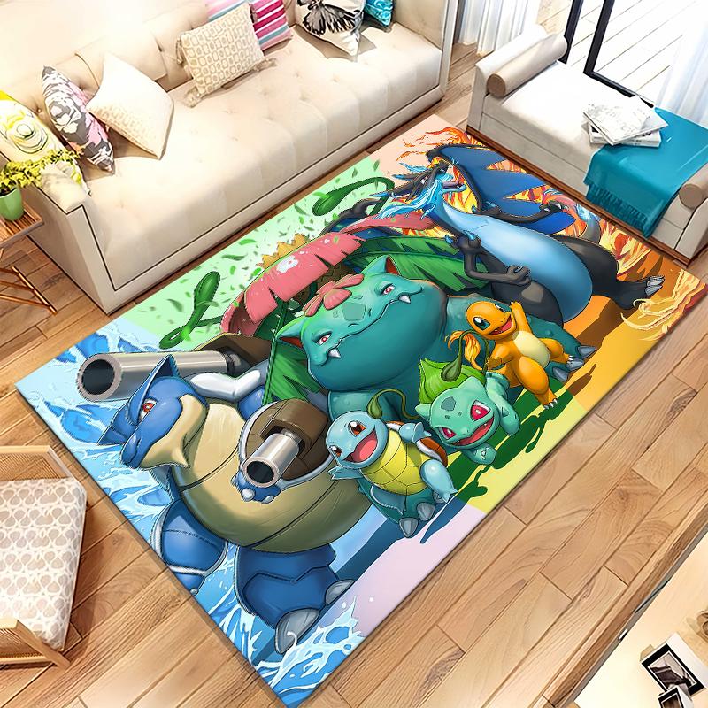 Kawaii Pokemon Pikachu Cartoon Living Room Non-Slip Area Rug Soft Carpet for Bedroom Kids Playroom Sofa,Home Decor Doormat Gift