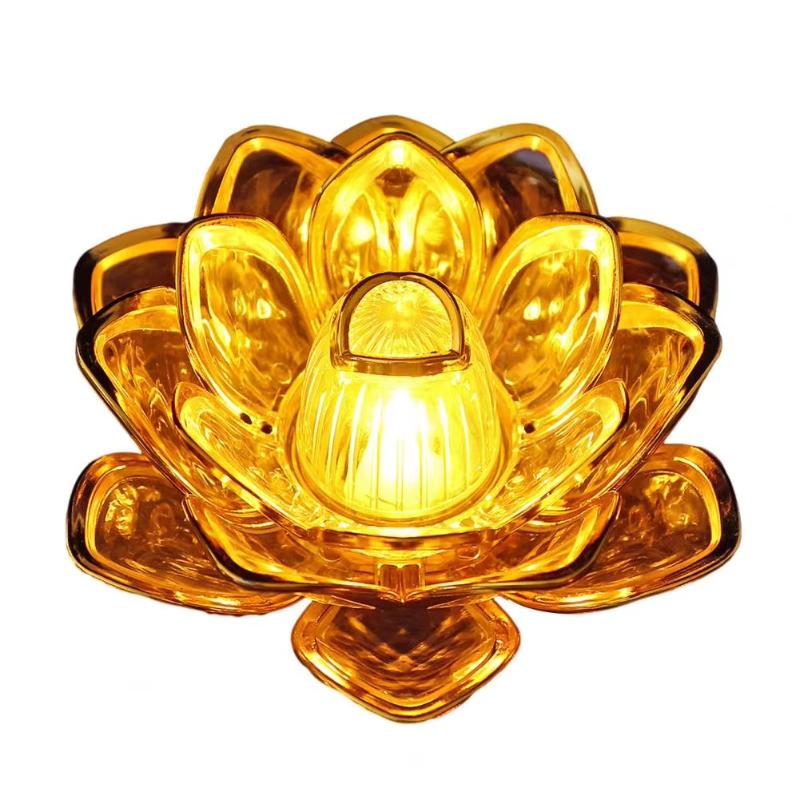 Electronic Flameless LED Lotus Candle Lamp Energy Saving Warm White Light for Home Living Room Table Decor Gift