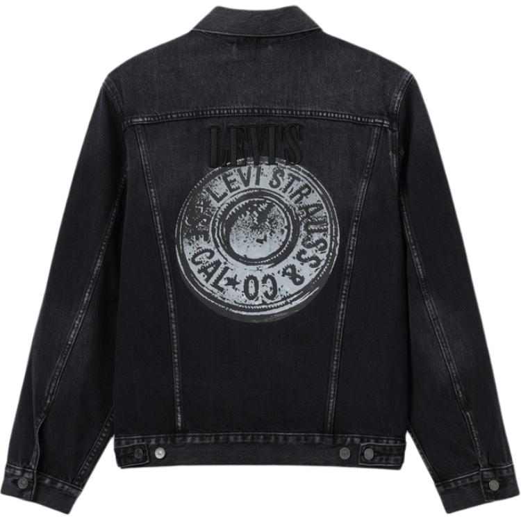 Levis Embroidered Print Loose Denim Jacket Men Jackets Smoke-Gray 0016Z-0000