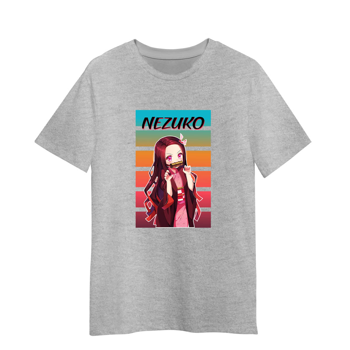 

Nezuko Kimetsu No Yaiba Anime Demon Slayer Vintage Adult Unisex T-shirt S серый