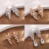 Water Drop Zircon Flower Leaf Earrings For Weddings And Party Jewelry Women
