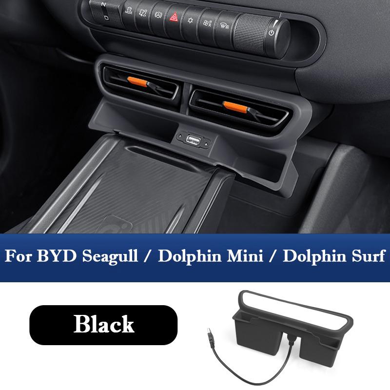 For BYD Seagull Dolphin Mini Surf -2025 Center Console Air Vent Cover Storage Box with USB Plug Organizer Case Accessories